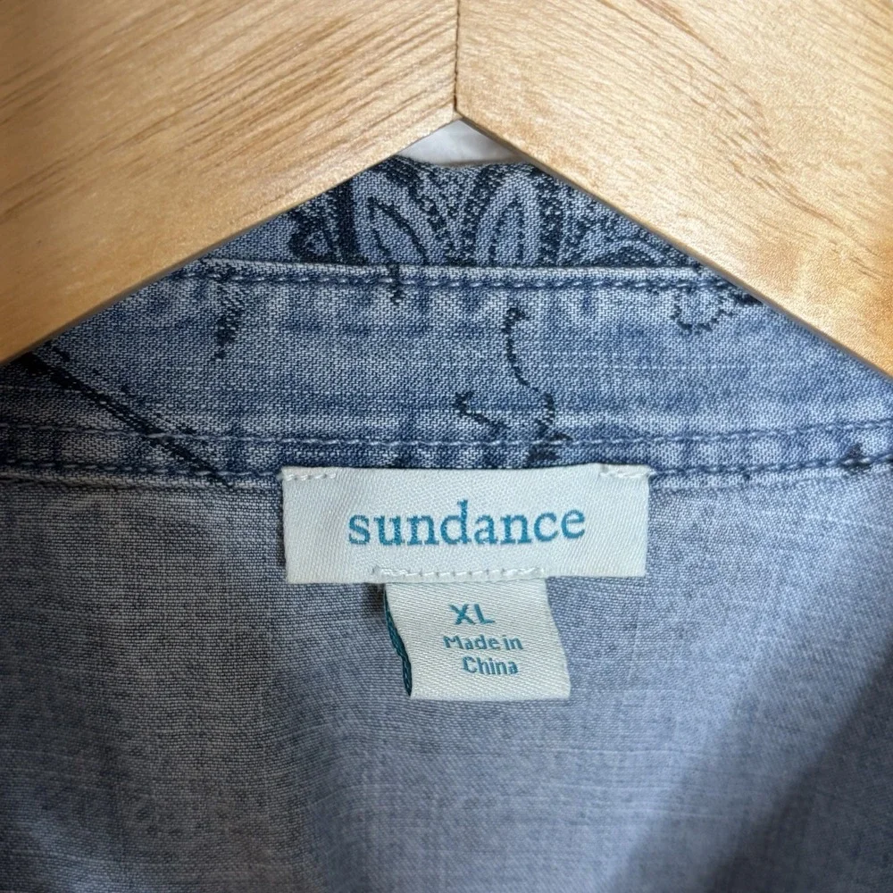 Sundance Pearl Snap Denim Shirt Womens XL Chambray Coastal Cowgirl Western Boho - Picture 5 of 7